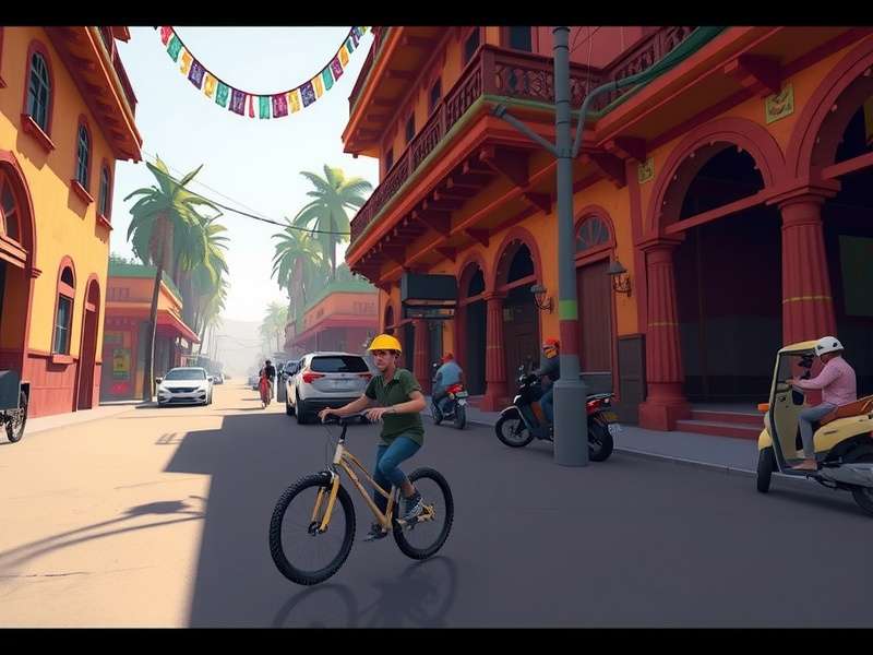 Hotfoot Hustler gameplay screenshot showing a character running through a vibrant Indian street